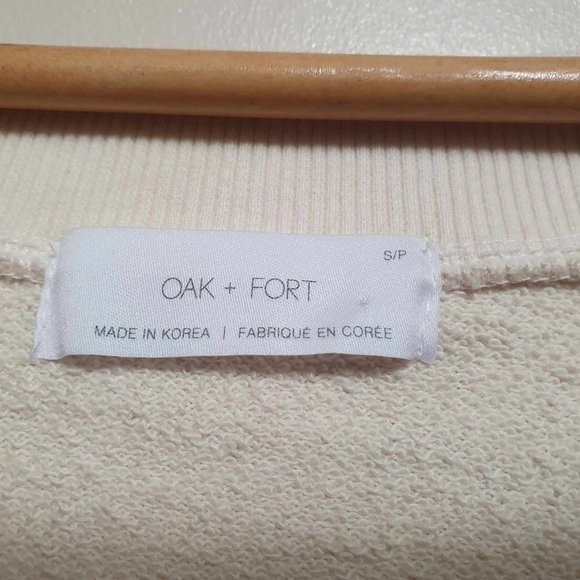 Oak + Fort Women’s Cream V Neck Sweatshirt - S - Picture 4 of 4